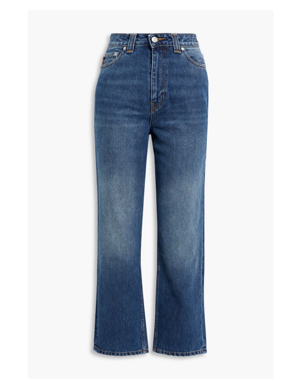 GANNI High-Rise Straight Jeans in Medium Blue